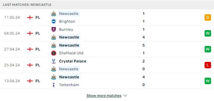 Phong độ Newcastle
