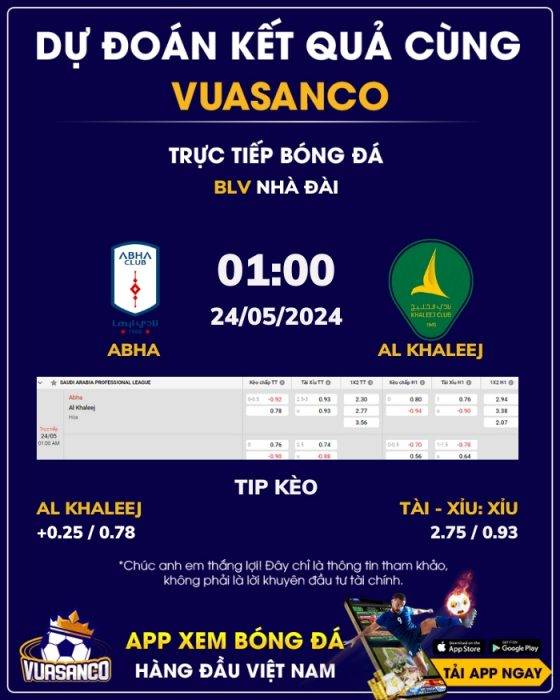 Soi kèo Abha vs Al Khaleej – 01h00 – 24/05 – VĐQG Ả Rập Xê Út