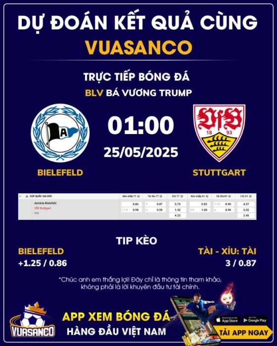 Soi kèo Arminia Bielefeld vs Stuttgart – 01h00 – 25/05 – Cúp Đức