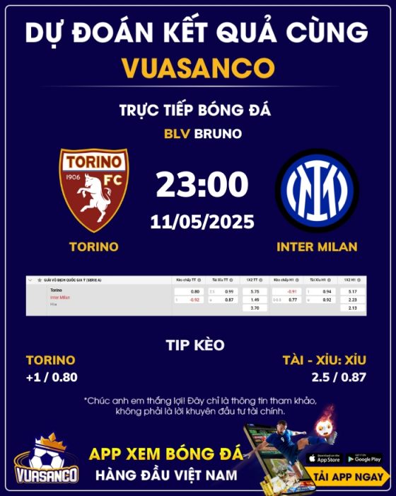 Soi kèo Torino vs Inter Milan – 23h00 – 11/05 – Serie A